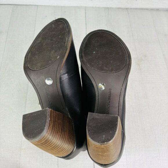Lucky Brand JOAL Leather Ankle Block Open Toe Stacked Heels Booties Sz 10 M 41.5 - Picture 10 of 16